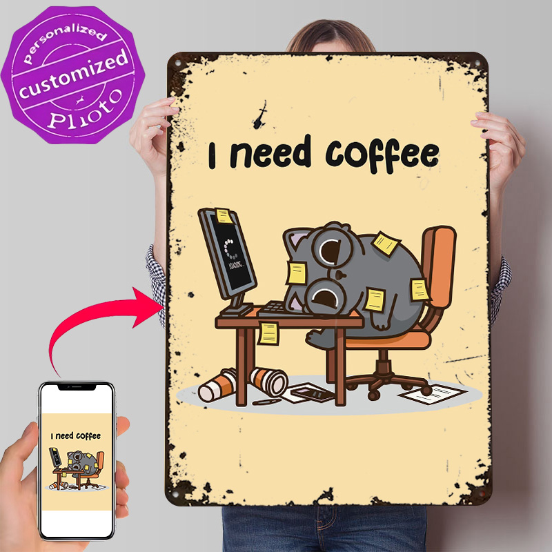 Gaming Accessories That You Need - Potrzebuję Kawy 3D Teksturowany Metalowy Plakat