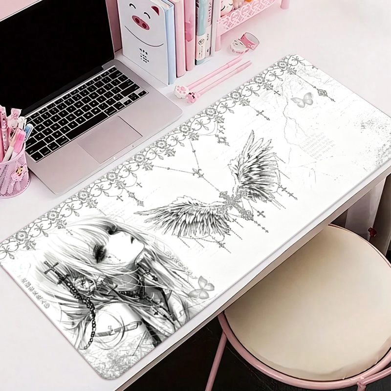 Gaming Accessories For Setup - Skórzana podkładka pod mysz czarno-biała Anime